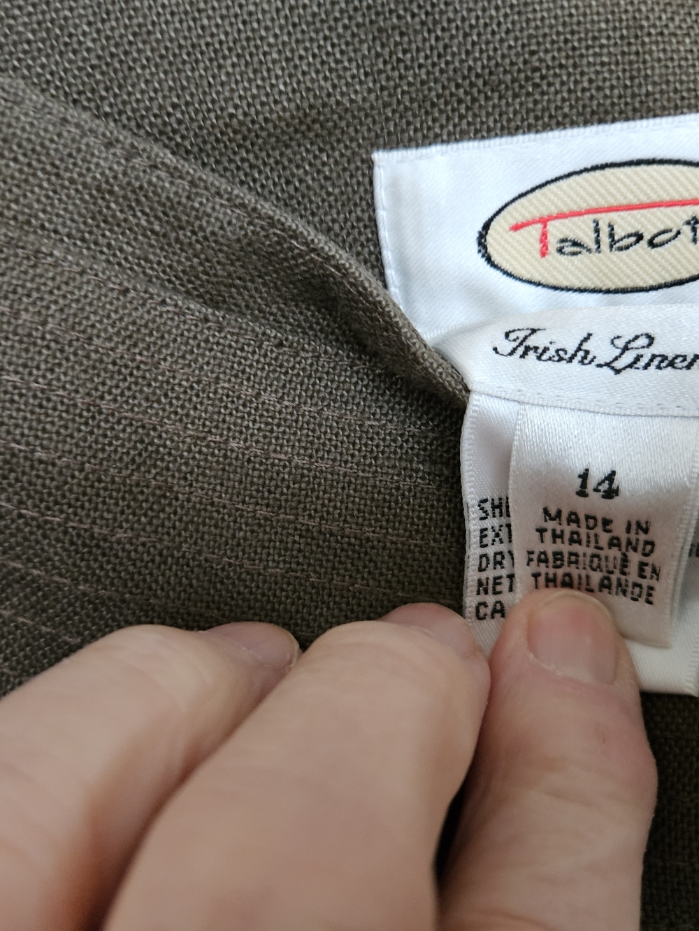 Talbots Olive-Green Irish Linen Button Shirt Dress